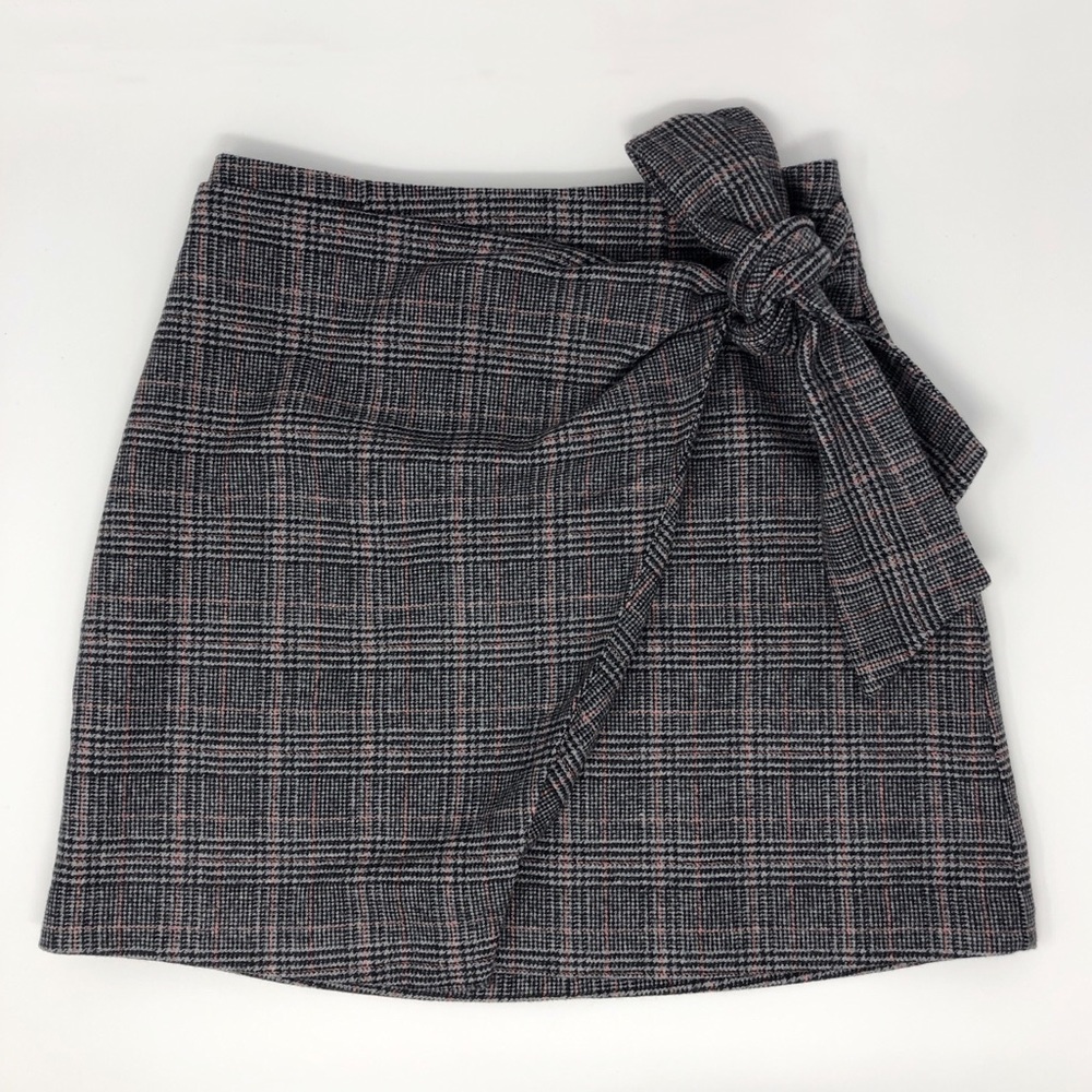 Aritzia Wilfred Dorine Plaid Faux Wrap Mini Skirt